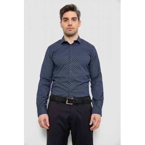 Рубашка мужская однотонная с принтом, цвет синий, 186R2082 Рубашка мужская однотонная с принтом, цвет синий, 186R2082