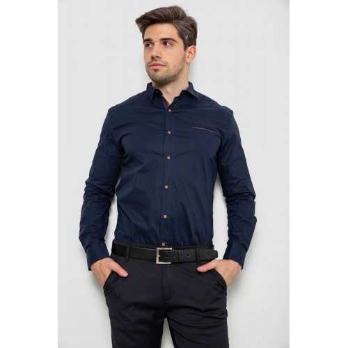 Рубашка мужская, цвет темно-синий, 214R7094 Рубашка мужская, цвет темно-синий, 214R7094