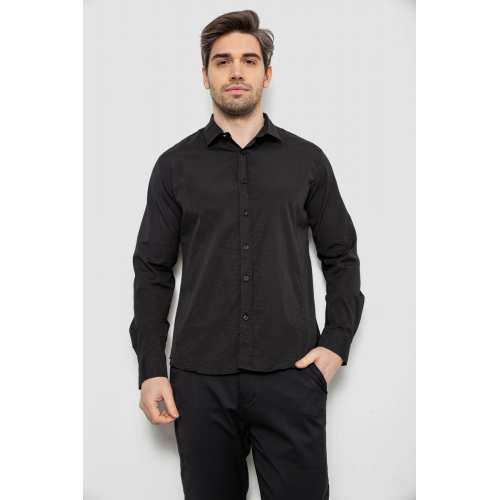 Рубашка мужская однотонная с принтом, цвет черный, 186R6918-6