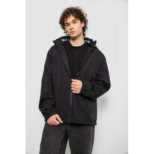 Ветровка мужская с принтом, цвет черный, 214R601-1