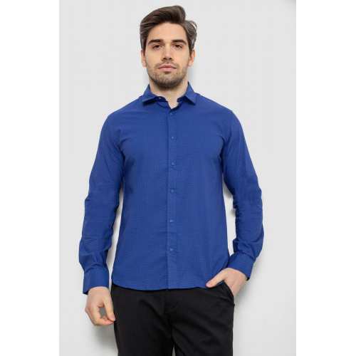 Рубашка мужская однотонная с принтом, цвет электрик, 186R6918-1