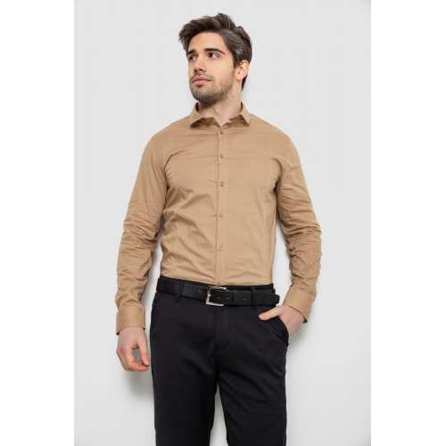 Рубашка мужская однотонная, цвет бежевый, 186R2013