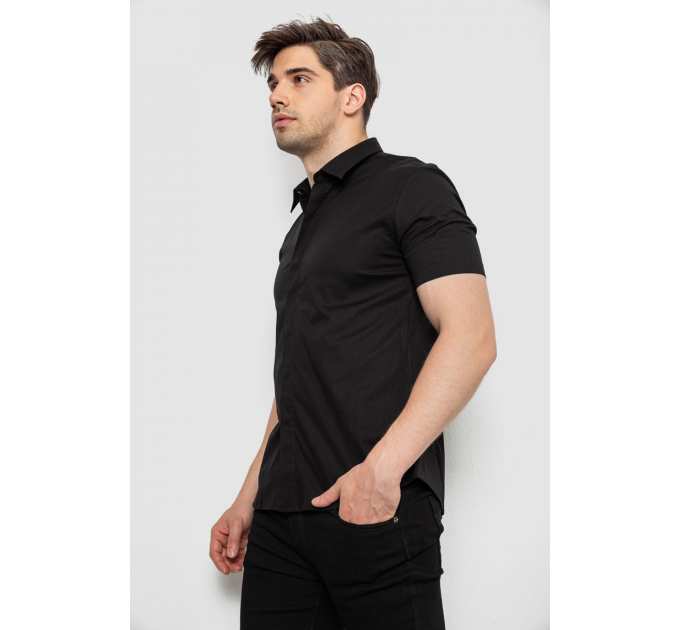 Рубашка мужская однотонная, цвет черный, 214R6917-3