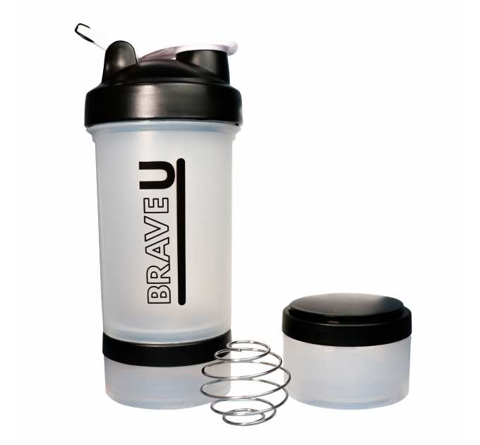 Shaker with containers 3 in 1 - 600ml Transparent