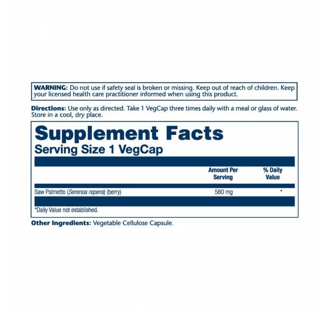 Saw Palmetto Berry 580mg - 50 vcaps