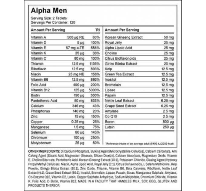 Alpha Men Super Multi Vitamin - 120 tabs