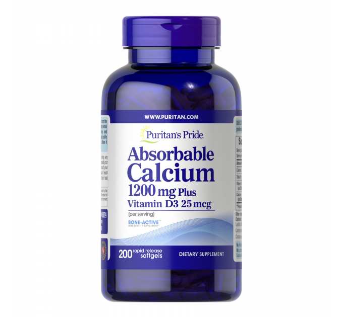 Absorbable Calcium 1200mg Plus Vitamin D3 25mcg - 200 softgels