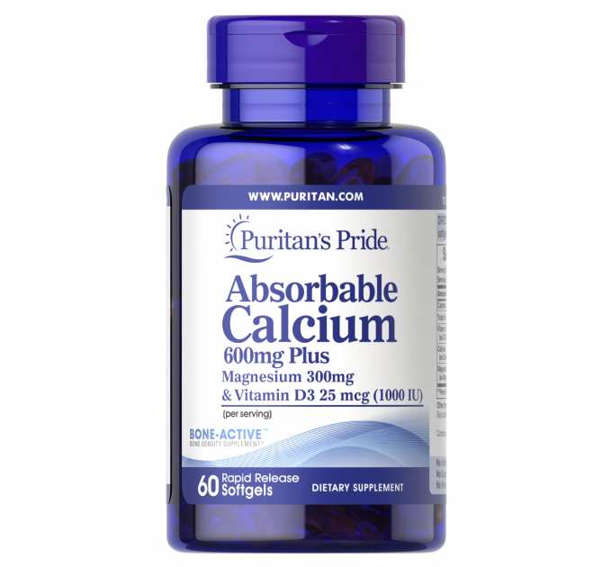 Absorbable Calcium 600mg plus Magnesium 300mg - 60 Softgels