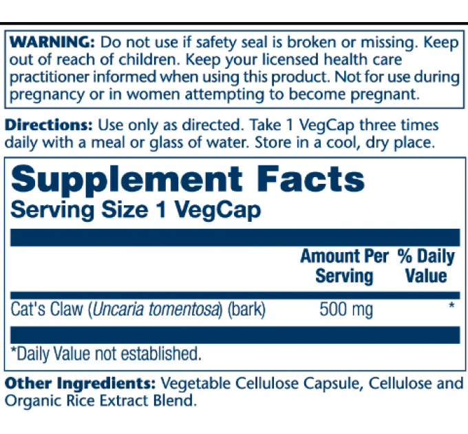 Cat's Claw 500mg - 100 vcaps