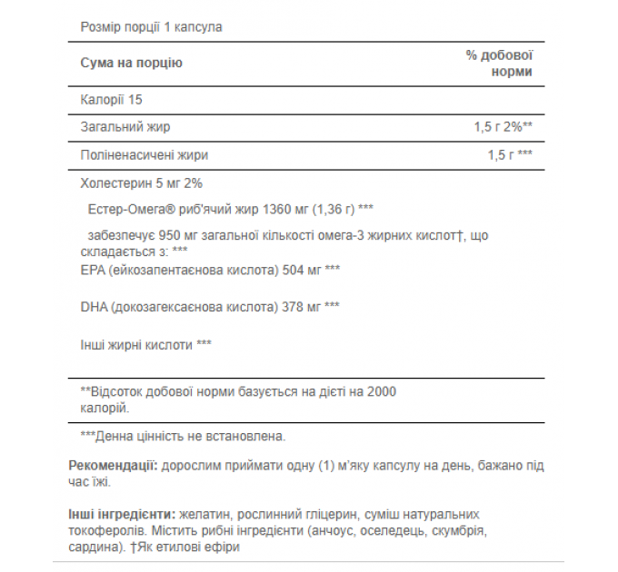 Triple Strength Omega-3 Fish Oil 1360 mg - 60 softgels