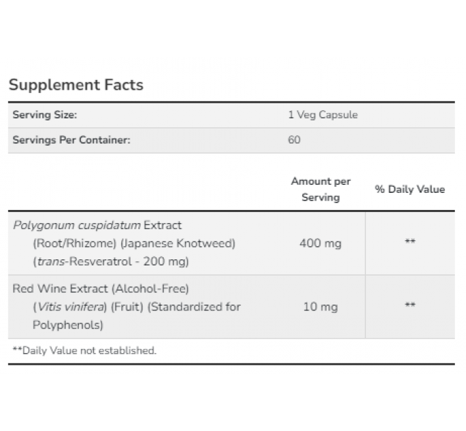 Resveratrol 200 mg - 60 vcaps