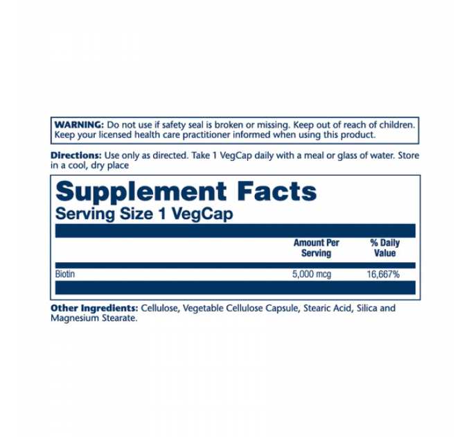 Biotin Timed-Release 5000mcg - 60 vcaps