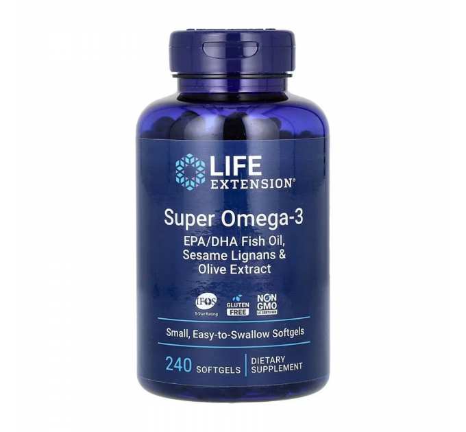 Super Omega-3 EPA/DHA Fish Oil Sesame Lignans & Olive Extract	- 240 softgels