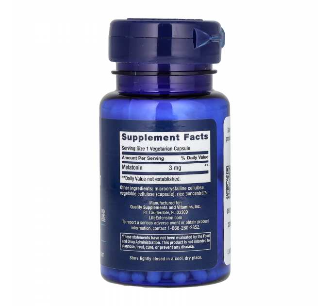 Melatonin 3 mg - 60 vcaps (Пошкоджена етикетка, затерта дата)