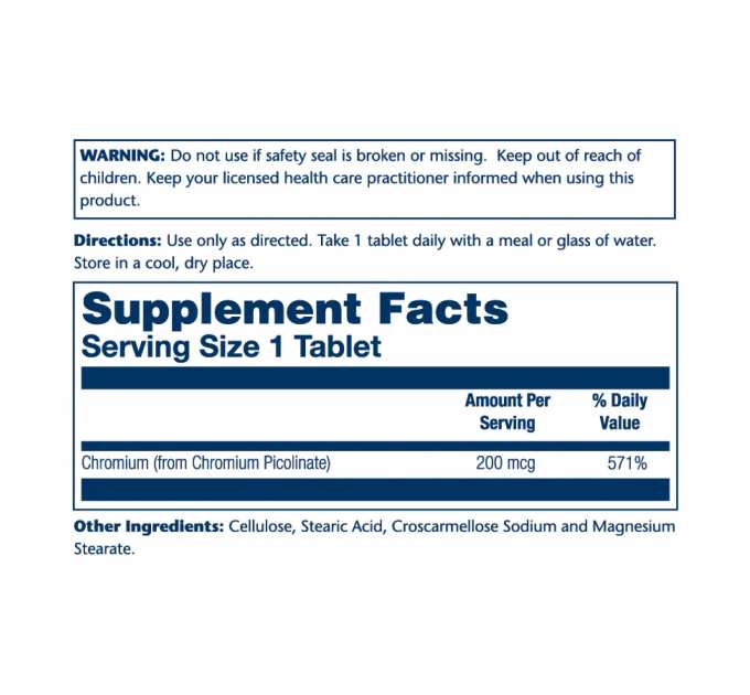 Chromium Picolinate 200mcg - 50 tabs