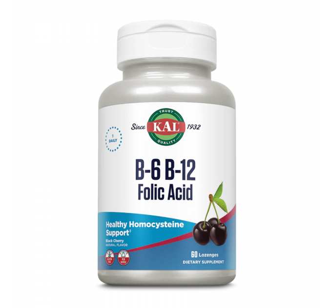 B-6 B-12 Folic Acid - 60 tabs Black Cherry