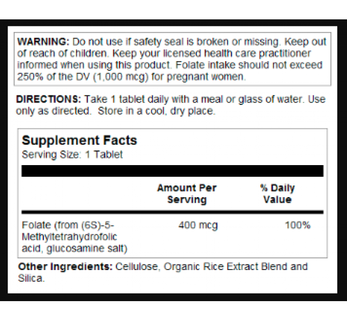Methyl Folate 400mcg - 90 tabs