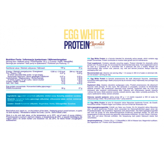Egg White Protein - 510g Chocolate