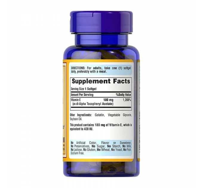 Vitamin E-180mg 400 IU - 100 softgels