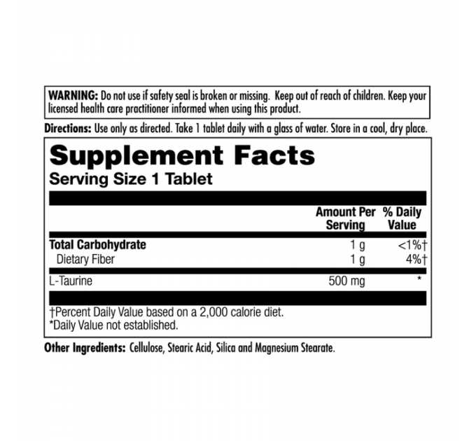 L-Taurine 500mg - 60 tabs