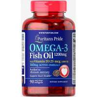 Omega-3 Fish Oil 1200 mg plus Vitamin D3 1000IU - 90 soft