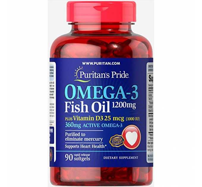 Omega-3 Fish Oil 1200 mg plus Vitamin D3 1000IU - 90 soft