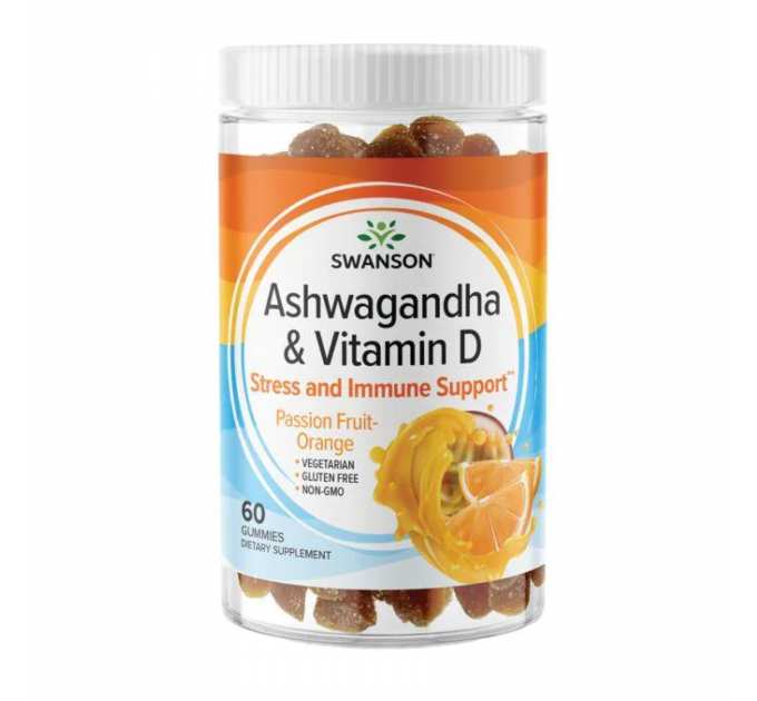 Ashwagandha Vitamin D - 60 Gummies Passion Fruit-Orange