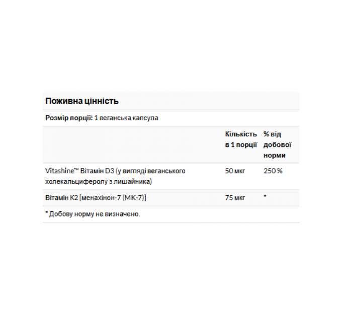Vitamins D3 & K2 2000 Iu & 75mcg - 60 vcaps