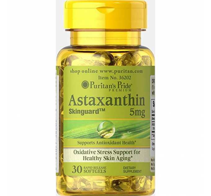 Natural Astaxanthin 5 mg - 30 Softgels