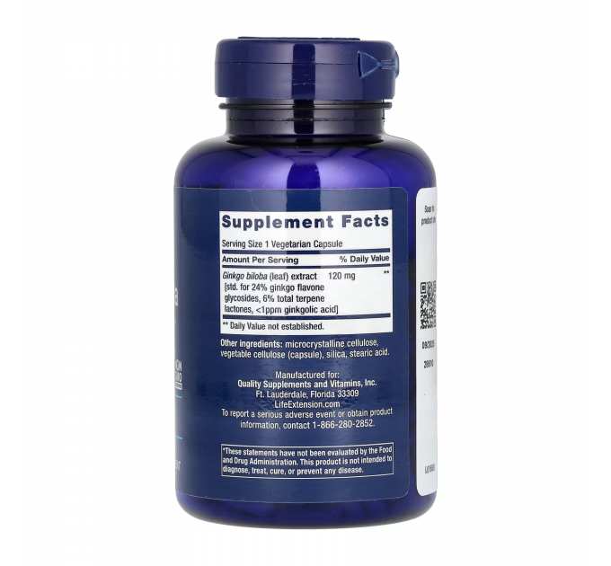 Ginkgo Biloba Certified Extract™	120mg - 365 vcaps