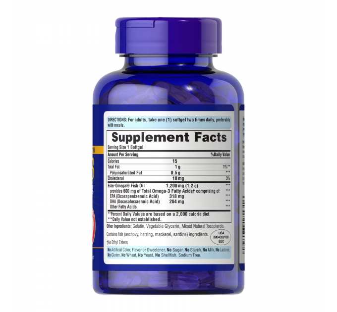 Double Strength Omega-3 Fish Oil 1200mg/600mg Omega-3 - 90 sgels