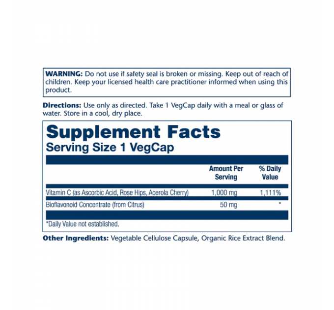 Vitamin C with Rose Hips, Acerola & Bioflavonoids 1000mg - 100 vcaps