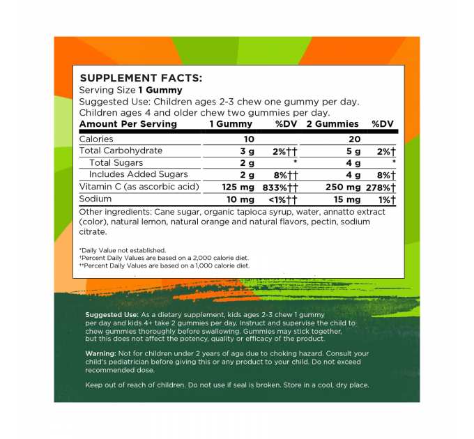 Kids Vitamin C Gummies - 60 gummies Orange