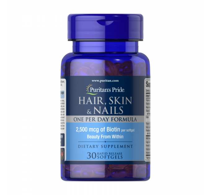 Hair Skin Nails (One perday formula) 2500 mcg of Biotin - 30 Softgels