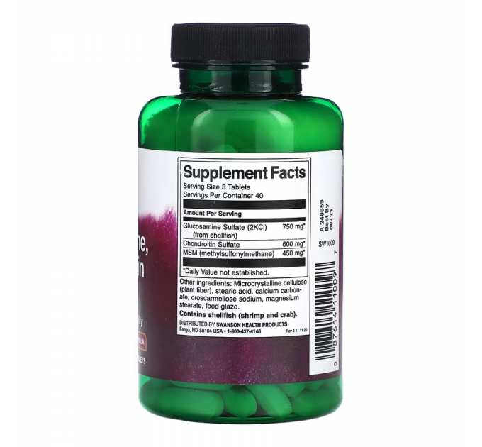 Glucosamine, Chondroitin & Msm Highest Strength3-in-1 Formula - 120 tabs
