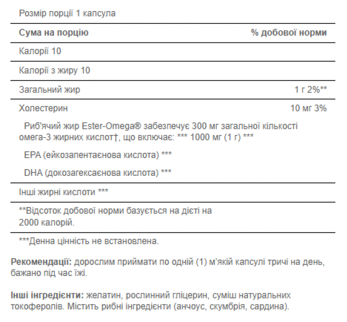 Omega 3 1000mg - 250softgels