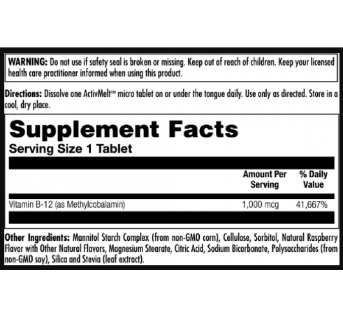 B12 Methylcobalamin 1000mcg - 60 tabs Berry