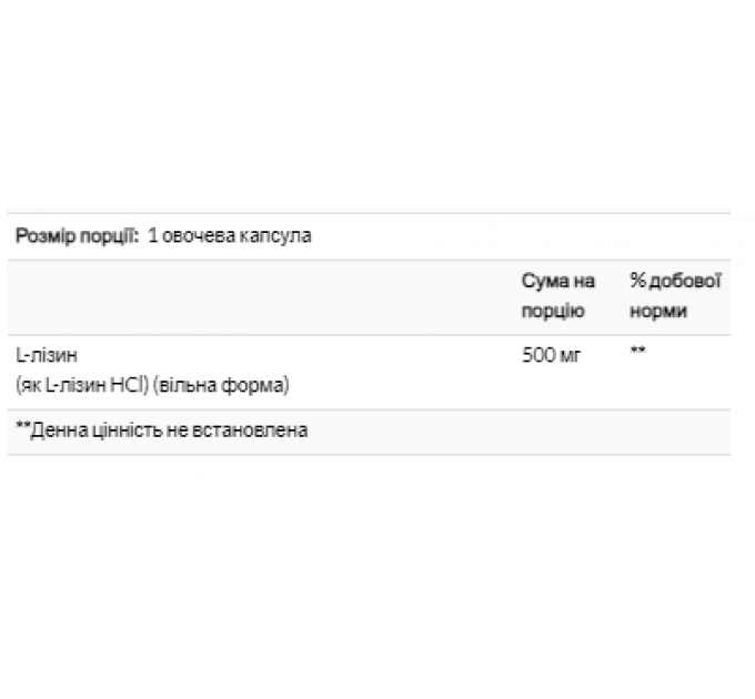 L-Lysine 500 mg - 100 vcaps