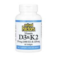 Vitamin D3 & K2 25 mcg (1000 IU) & 120 mcg - 60 softgels