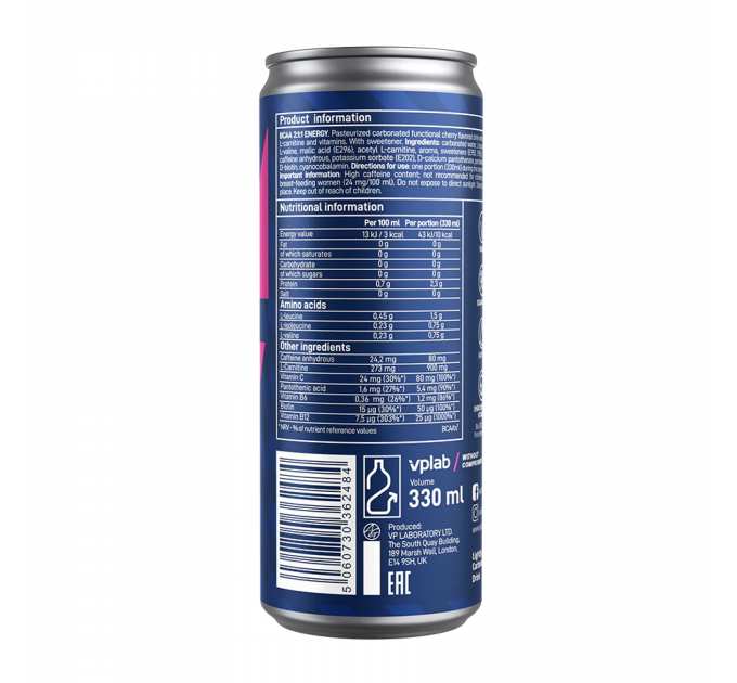 BCAA Energy 2:1:1 - 24x330ml Cherry