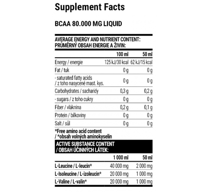 BCAA 80.000 Liquid - 1000ml Apple