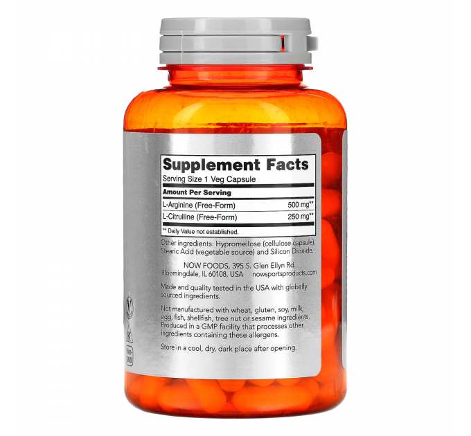 Arginine 500mg Citruline 250mg - 120 vcaps