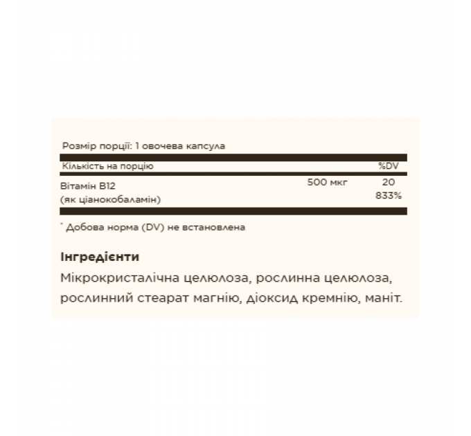 Vitamin B12 500mcg - 250 vcaps