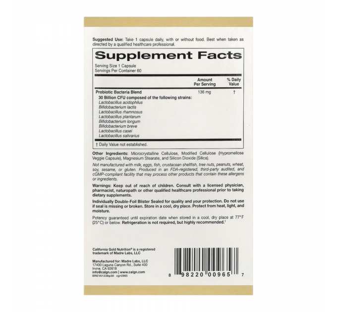 LactoBif 30 Probiotics - 60 veg caps