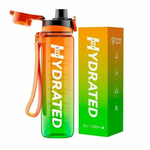 Hydrated Water Bottle - 1000ml Tritan Green Orange (Пошкоджена упаковка)