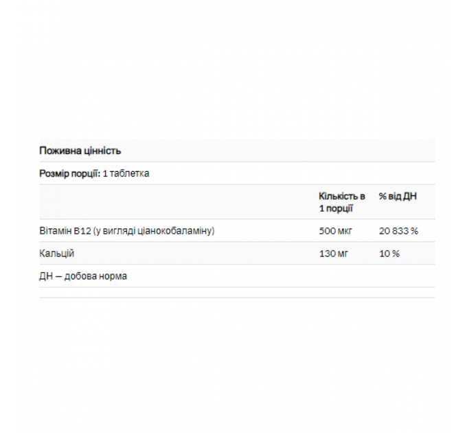 Vitamin B12 500mcg - 100 tabs