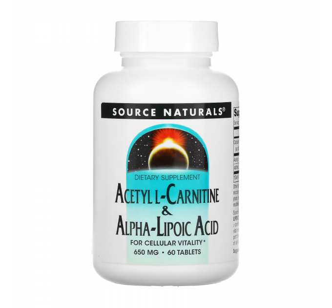 Acetyl L-Carnitine & Alpha-Lipoic Acid 650mg - 60 tabs