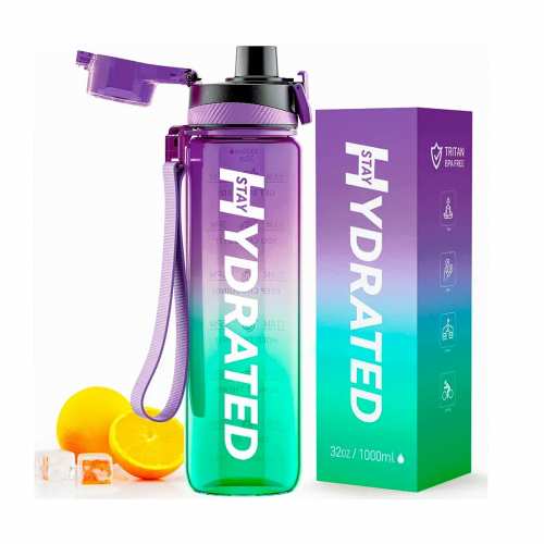 Hydrated Water Bottle - 1000ml Tritan Green Purple (Пошкоджена упаковка)