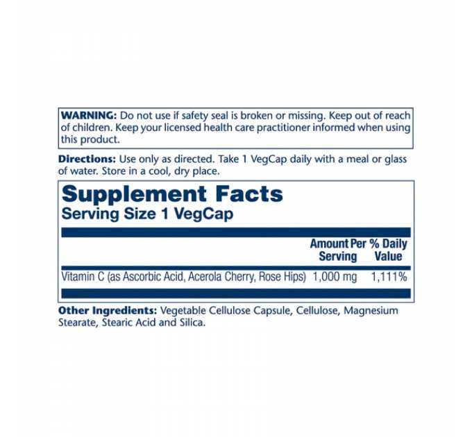Vitamin C with Rose Hips & Acerola 1000mg - 100 vcaps