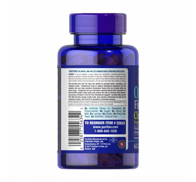 Omega-3 Fish Oil Plus Cholesterol Support - 60 softgels